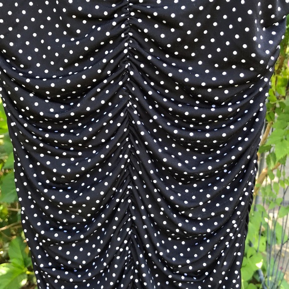 Forever 21 Polka Dot Form Fitted Ruched Dress S Bodycon Body Hugging - Picture 4 of 8
